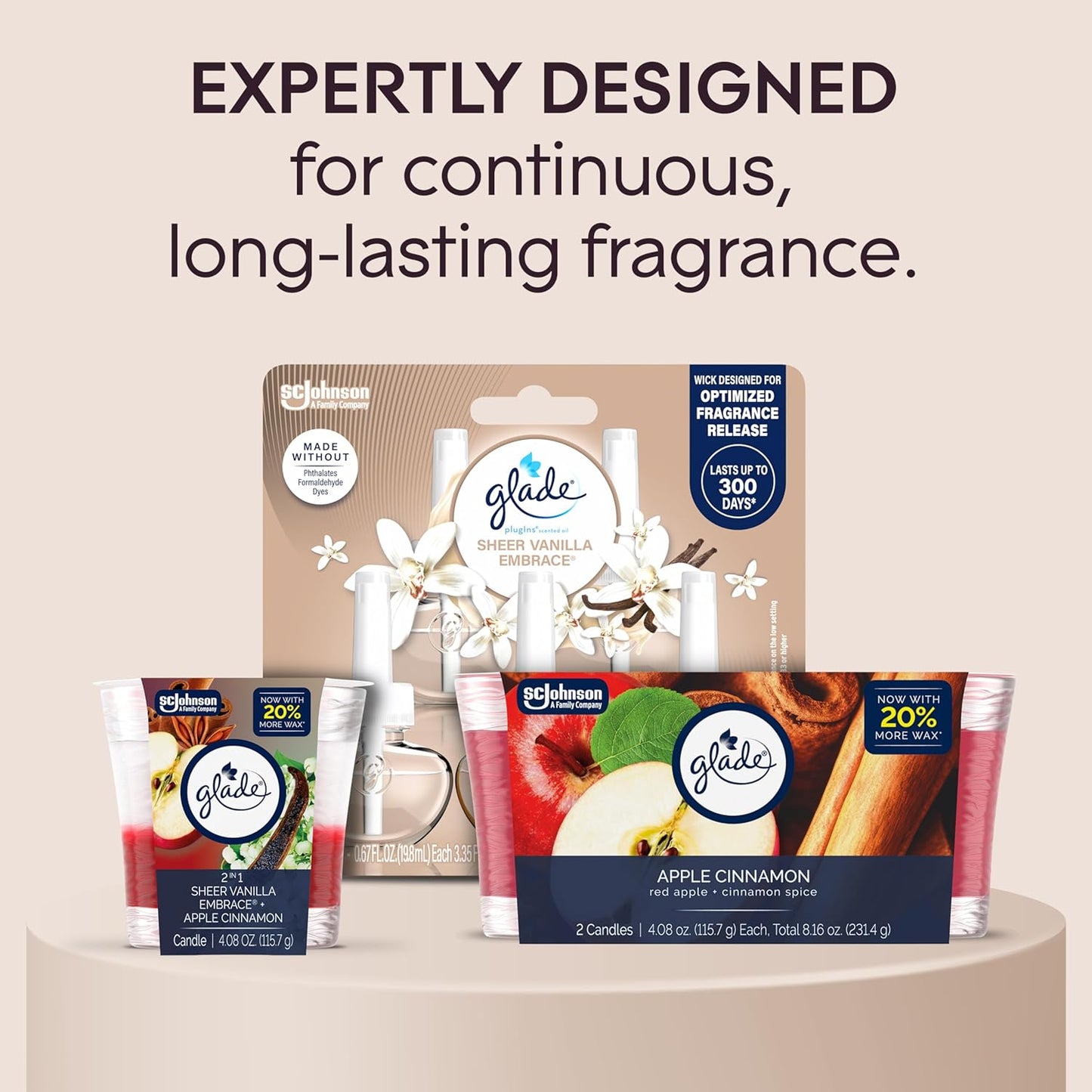 Glade 1-Wick Scented Candle Jar, Angel Whispers, Air Freshener Infused with Essential Oils, 4.08 Oz, 2 Count