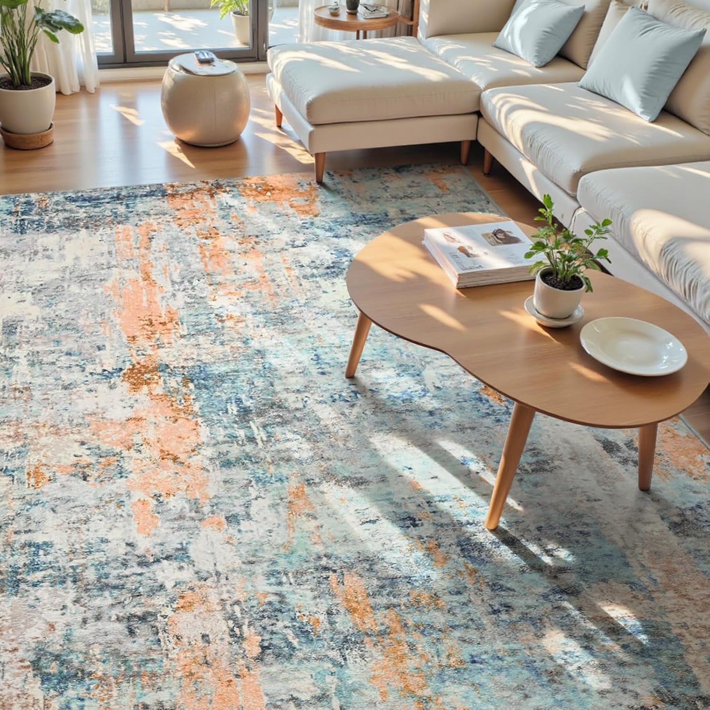 Ompaa 2x6 Rug Runners for Hallways Kitchen Runner Rug Non Slip Washable Grey Long Runner Rugs with Rubber Backing Soft Abstract Carpet Runner for Hallways, Kitchen, Bedroom, Bathroom, Entryway - Colors A