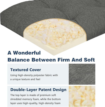 baibu 36 Inch Memory Foam Bench Cushion, Dual-Layer Patent Design Non-Slip Indoor Bench Cushion with Ties, 36x15x3Inch, Beige