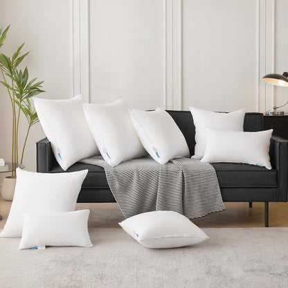 Oubonun 18"x18" Pillow Inserts (Set of 2) - Throw Pillow Inserts with 100% Cotton Cover - 18 Inch Square Interior Sofa Pillow Inserts - Decorative Pillow Insert Pair - White Couch Pillow