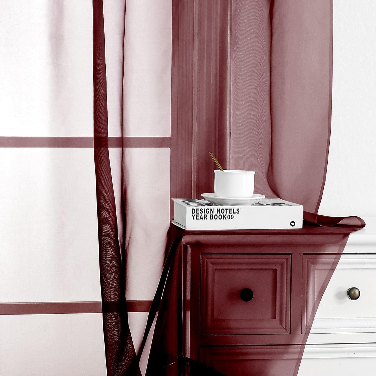 OWENIE Sheer Curtains 84 inches Long 2 Panels Set for Living Room/Bedroom, Rod Pocket Voile Sheer Panel Drapes, White, 2pcs, Each 42" W x 84" L - Colors B