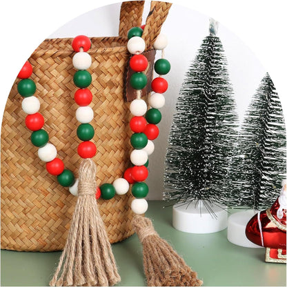 pson 39.4 Inch Wood Bead Garland with Tassels, Farmhouse Beads for Wall Hanging, Boho Rustic Prayer Beads, and Home Décor(Black and White)