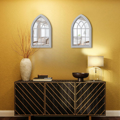 ZEXUIRU 4 Set. Rustic Wall Mirrors for Bedroom Bathroom Living Room Entryway Wood Farmhouse Square Easy to Hang Framed Decorative Accent Hanging Wall-Mounted Mirror Set for Living Room - Black