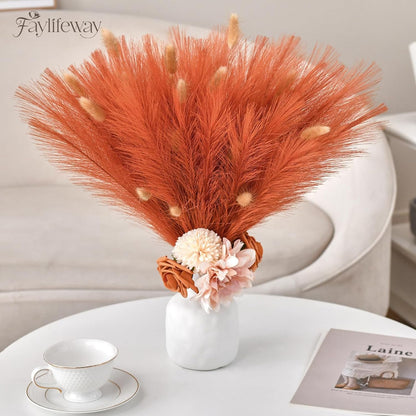 50pcs Pampas Grass 17in for Living Room Decor, Blush Pink Pampas Grass Decor, Fluffy Pink Flowers for Home Birthday Bathroom Baby Shower Wall Bow Decor(Blush & Cream & Pink)