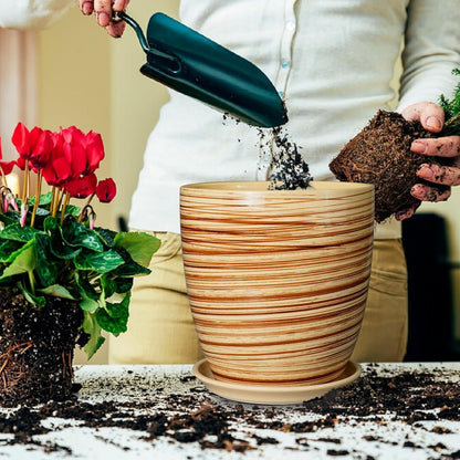 Ceramic Pots for Plants - 6 Inch Plant Pot with Drainage Hole and Saucer, Round Planters for Indoor Outdoor, Flower Pots, Modern Planter, Home Office Room Decor, Gifts for Plant Lovers, White