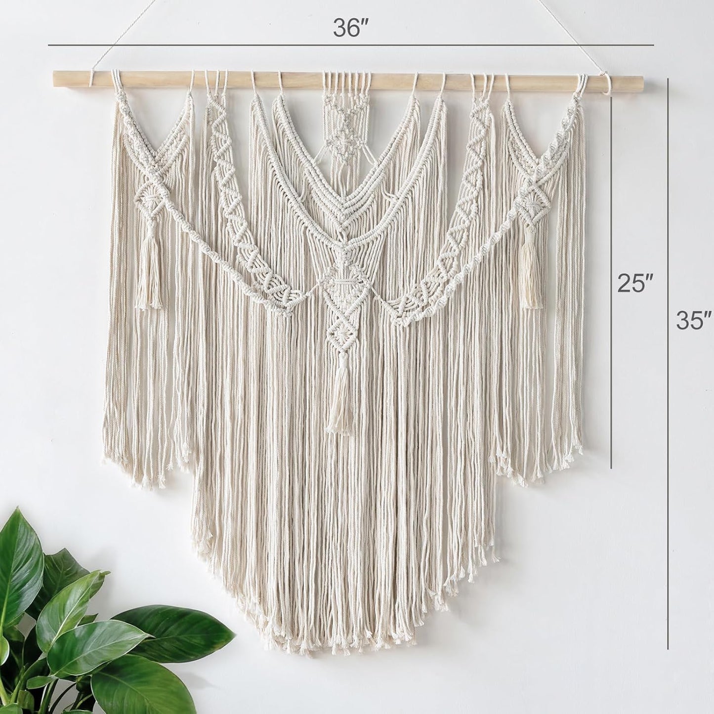 Mkono Macrame Wall Hanging Boho Home Decor Chic Woven Decoration for Bedroom Living Room Apartment Dorm Gallery Perfect Handmade Christmas Gift Ideas, 1 Pack, Large Size, 36"x35"