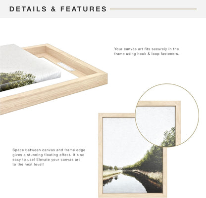 MCS Canvas Float Frames 8x10 Frame, Black Frame for Finished Canvases, Vertical & Horizontal Wall Hanging Frame with Adhesive for Canvas Paintings (1-Pack)