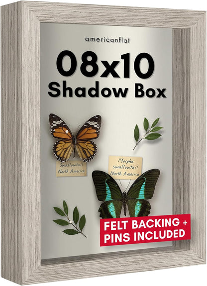 Americanflat 12x16 Shadow Box Frame with Polished Plexiglass - Silhouette Collection - Large Shadow Box Display Case for Tabletop and Wall Display - Black with Soft Felt Back