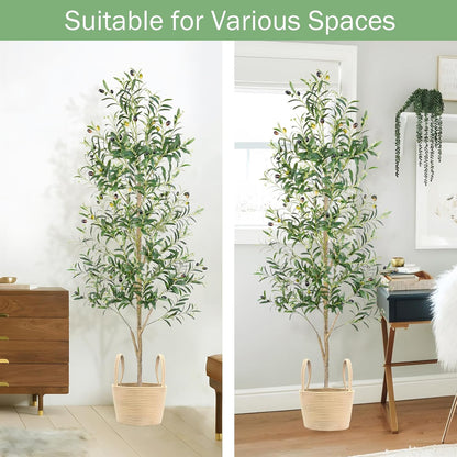 Caxchiling Faux Eucalyptus Tree 6FT, Artificial Potted Tree for Indoor Outdoor, Fake Floor Plants with Natural Wood Trunk, Home Office Living Room Bedroom Decor