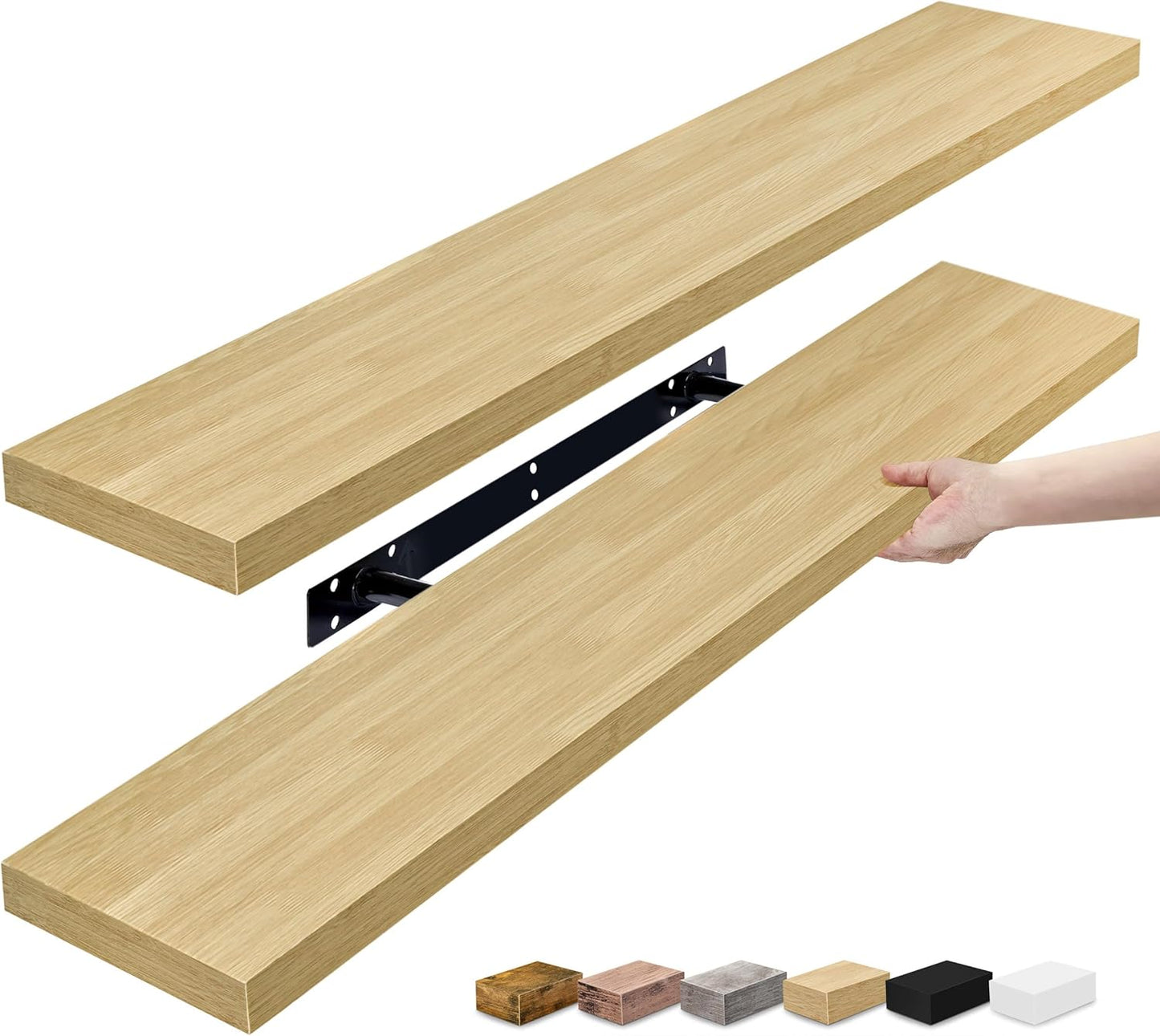 Sorbus Floating Shelves for Wall - 48 Inch Long Bathroom Shelves, Wall Decor for Bedroom, Kitchen, Living Room & Book Storage - Mounted Floating Shelf with Invisible Brackets (Maple Wood, 2 Pack)