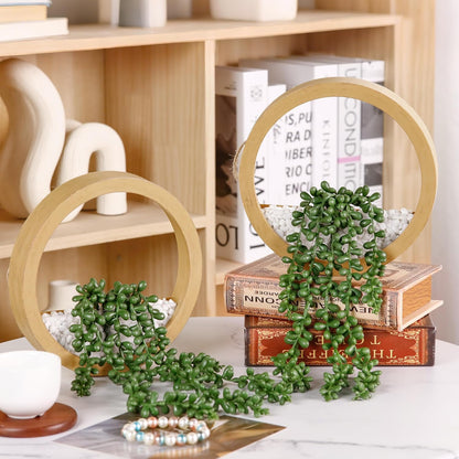 Der Rose 2 Pack Fake Plants Hanging Artificial Succulents Plants in Black Pots for Living Room Bathroom Accessories Boho Farmhouse Wall Decor
