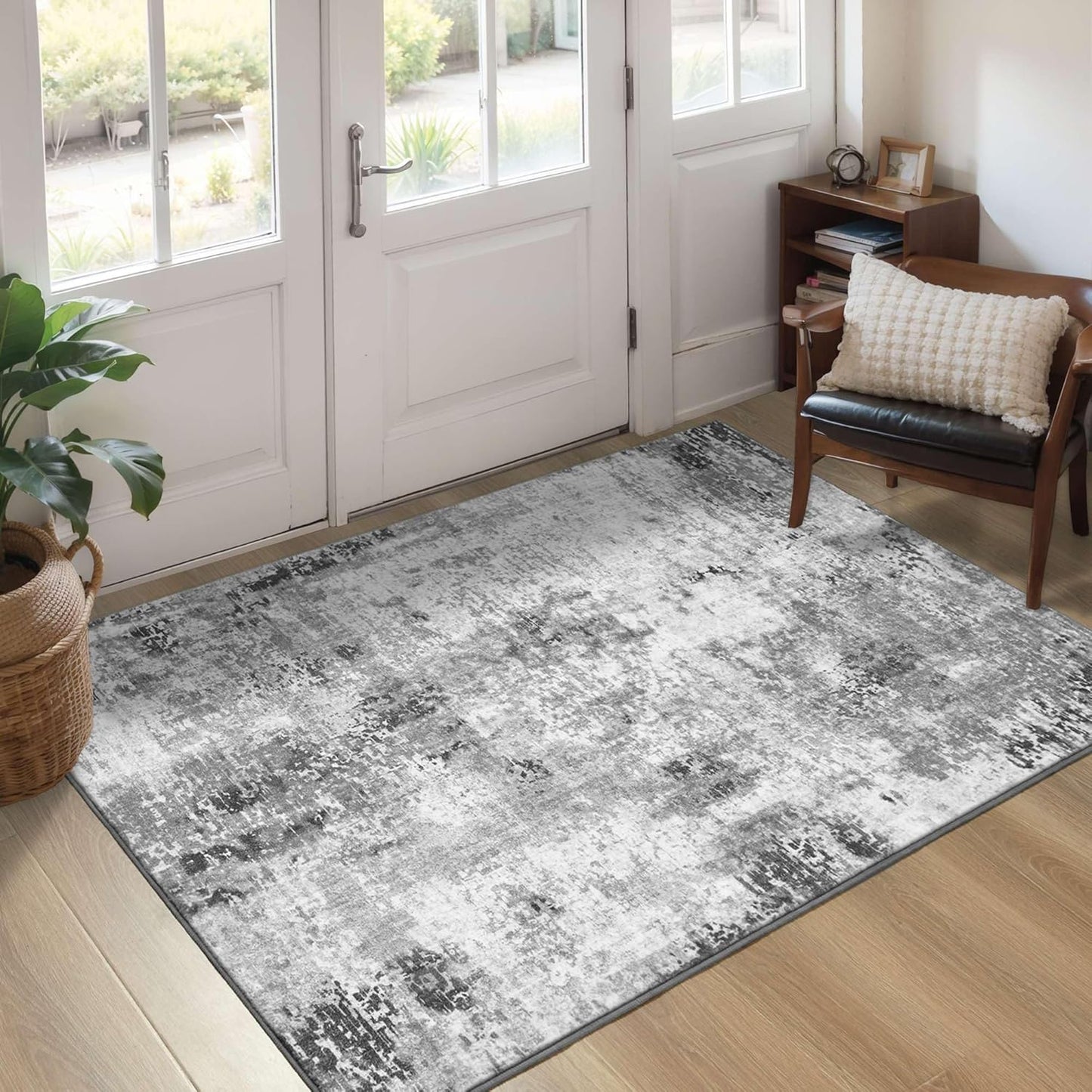 Ompaa 2x6 Rug Runners for Hallways Kitchen Runner Rug Non Slip Washable Grey Long Runner Rugs with Rubber Backing Soft Abstract Carpet Runner for Hallways, Kitchen, Bedroom, Bathroom, Entryway - Colors A