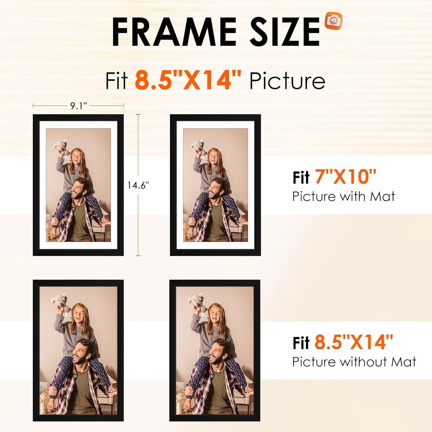 FIXSMITH 8x10 Picture Frame Set of 2, Photo Frame with HD Plexiglass, Display Pictures 5x7 with Mat or 8x10 Without Mat Multi Picture Frames Collage for Tabletop or Wall Display, Black