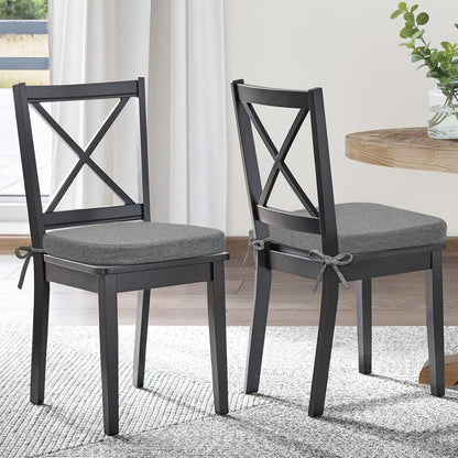 Shinnwa Dining Chair Pads, Patented Design Memory Foam Kitchen Chair Cushions with Ties and Washable Cover, 17" x 16" x 2", Black
