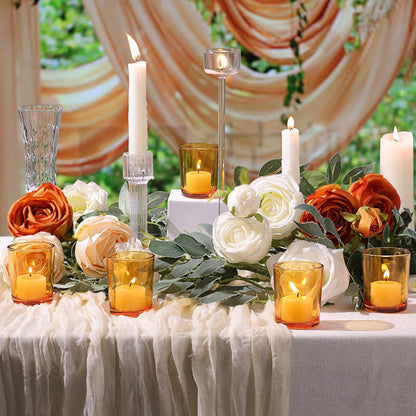 LETINE Gold Votive Candle Holders Set of 36 - Speckled Mercury Gold Glass Candle Holder Bulk - Ideal Spring Summer Decor for Wedding Centerpiece Table，Valentine's Day Decorations Indoor