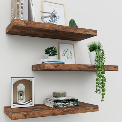 Upassion White Floating Shelves - Set of 3, 16" Wall Mounted Shelves for Home Decor, Living Room, Bedroom, Bathroom, Kitchen
