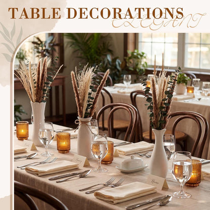 Hushee 3 Set 60 Pcs Dried Pampas Grass with Vase for Table Decor, Boho Ceramic Vase with Eucalyptus Dried Flowers Bouquet, 16" Boho Rustic Fluffy Flowers for Wedding Mantel Entryway Kitchen Home Decor