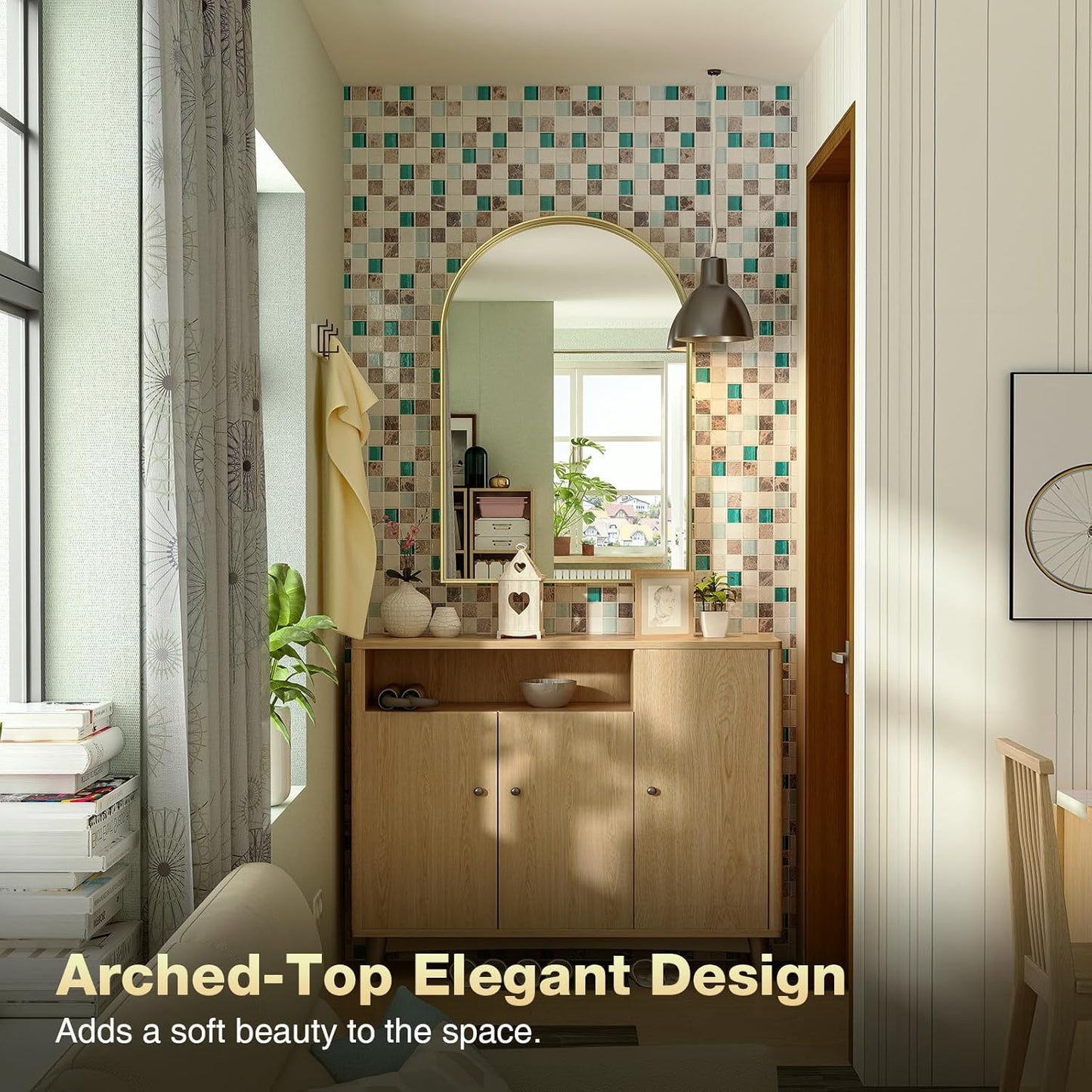 Brightify Arched Mirror, Arched Wall Mirror, 24 x 32 Inch Silver Arch Mirror, Metal Frame Silver Bathroom Mirror, Arched Top Bathroom Vanity Mirror for Living Room Bedroom Mantel Entryway Hallways