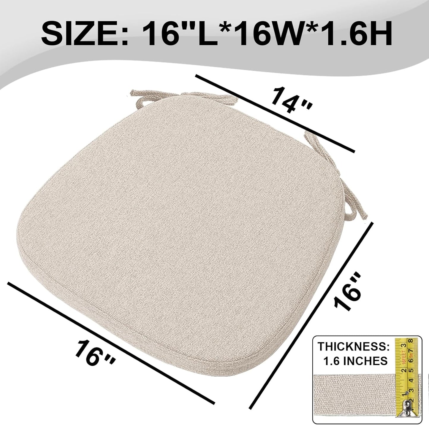 SINOSSO 1 Pack Memory Foam Chair Cushions for Dining Chair, Friendly Woven Fabric 16" U-Shape Comfortable Kitchen Chair Pad, Removable Slip Resistant Seat Cushion (1 Piece, Blue)