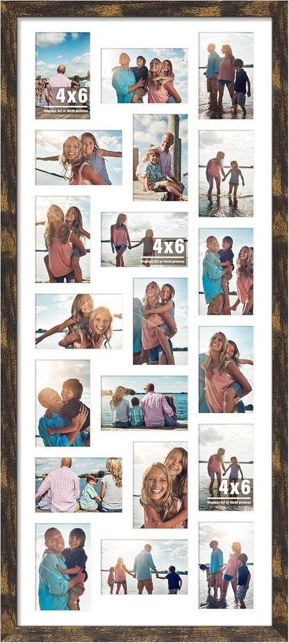 DUENPY 14x26 Collage Picture Frame 4x6 Collage Picture Frame Displays Twelve 4x6 inch Photos Available Horizontal Wall Mounting Display and Vertical Black - Colors A