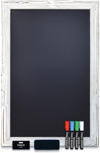 Better Office Products Magnetic Chalkboard, 20x30 Rustic Wood Frame Chalkboard Sign, Wall Mount Vertical/Horizontal, Includes Chalk Markers, Eraser, Chalk Board Easel Sign for Home Business Decor