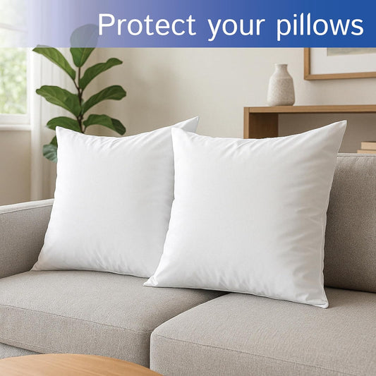 Euro Size Pillow Protectors (Set of 2) - European Square 26x26 Pillow Covers Waterproof Hypoallergenic Dust Proof Zippered Encasement