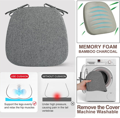 SINOSSO 1 Pack Memory Foam Chair Cushions for Dining Chair, Friendly Woven Fabric 16" U-Shape Comfortable Kitchen Chair Pad, Removable Slip Resistant Seat Cushion (1 Piece, Blue)