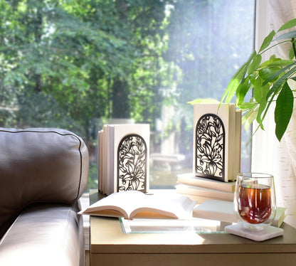 CNK Premium BookEnds - Heavy Duty Metal Book Stoppers for Home Office, Decorative Book Shelf Holders (Hummingbird Black)