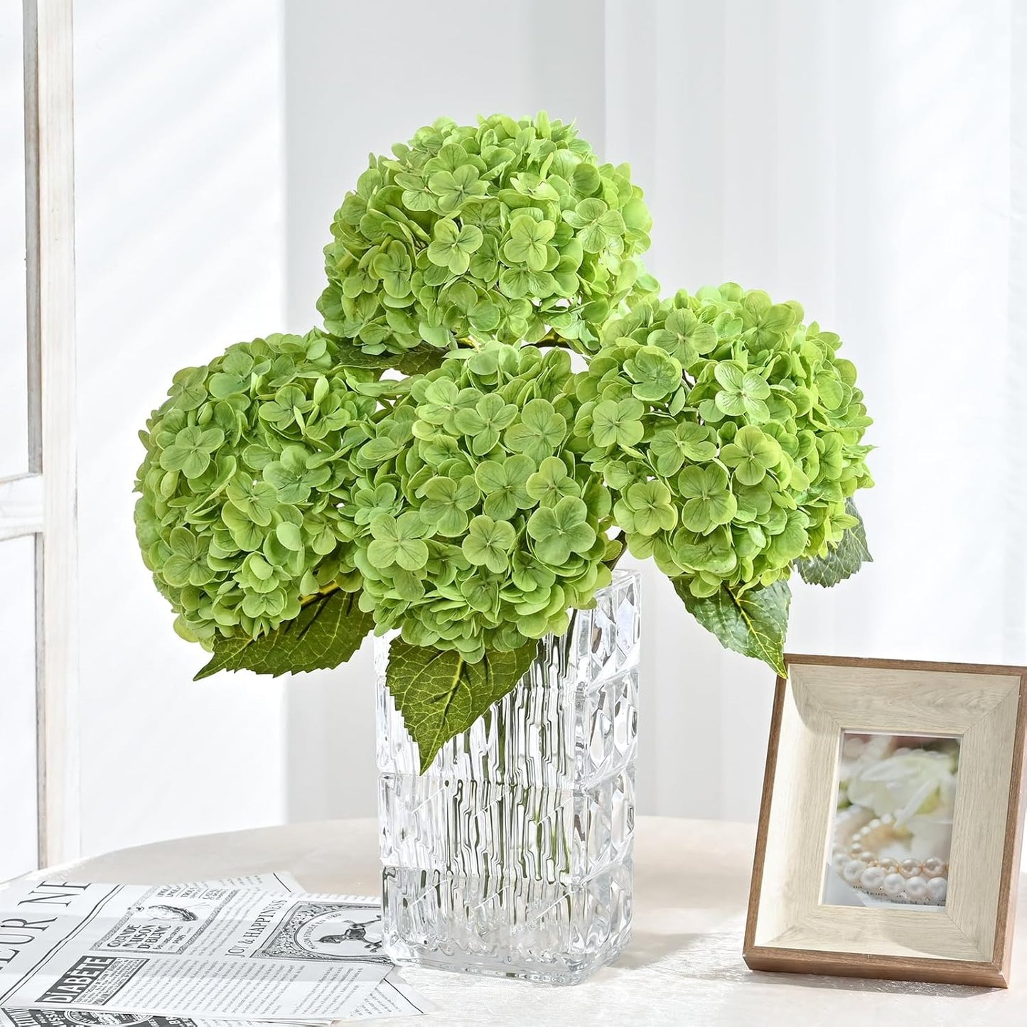 MARTINE MALL 3Pcs 21in Hydrangea Artificial Flowers, Latex Real Touch Hydrangeas Lifelike Large Hydrangea Flowers for Home Decor Party Arrangements Wedding Bouquets Centerpieces (Blue)
