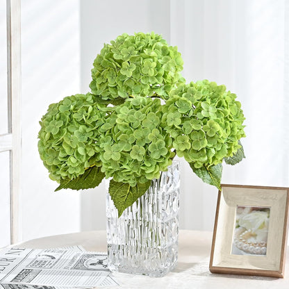 MARTINE MALL 3Pcs 21in Hydrangea Artificial Flowers, Latex Real Touch Hydrangeas Lifelike Large Hydrangea Flowers for Home Decor Party Arrangements Wedding Bouquets Centerpieces (Blue)