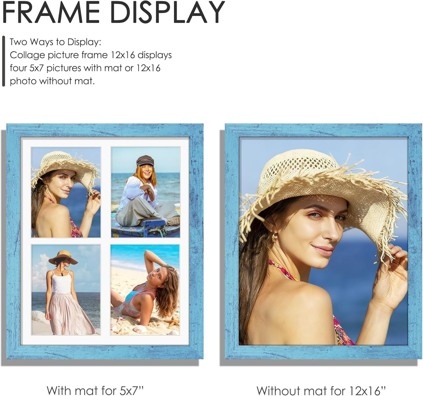 DUENPY 14x26 Collage Picture Frame 4x6 Collage Picture Frame Displays Twelve 4x6 inch Photos Available Horizontal Wall Mounting Display and Vertical Black - Colors A