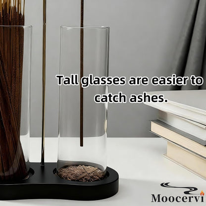 Incense Holder,2 in 1 Incense Sticks Burner Holder with Storage,Hang Upside Down Incense Holder for Sticks with Glass Ash Catcher for Meditation Yoga Spa Room Decor (Brown)