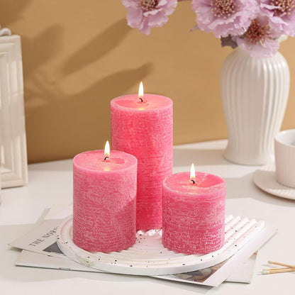 3x6 Inch Sage Green Pillar Candles Set of 3 - Unscented Spring, Long Clean Burning, Large Smokeless Dripless for Home Decor, Dinner Table, Bathroom, Rustic Decor
