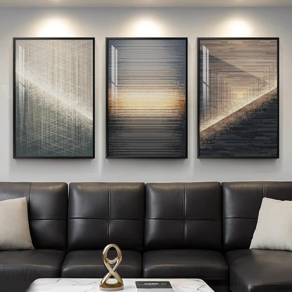 Framed Modern Luxury Gold Wall Art, Set of 3 Piece Contemporary Paintings Artwork for Walls, Golden Prints Pictures with Gold Frame, Wall Decor for Living Room, Hallway, Bedroom, Office 16x24 Inch