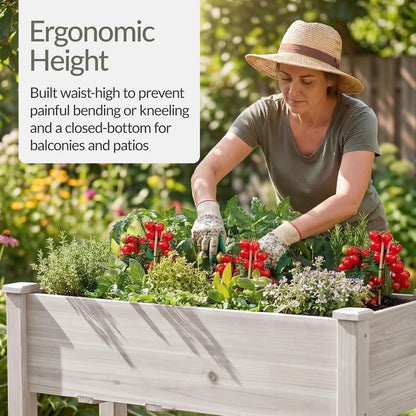 Best Choice Products 72x24x30in Raised Garden Bed, Elevated Wood Planter Box Stand for Backyard, Patio, Balcony w/Divider Panel, 6 Legs, 300lb Capacity - Natural