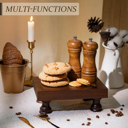 EOSAHR Farmhouse Riser for Room Decor : Decorative Pedestal Stand For Display Your Home Decorations and Uniquely Soap Stand - Rustic Bathroom Counter Tray and Kitchen Decor (Natural Wood)