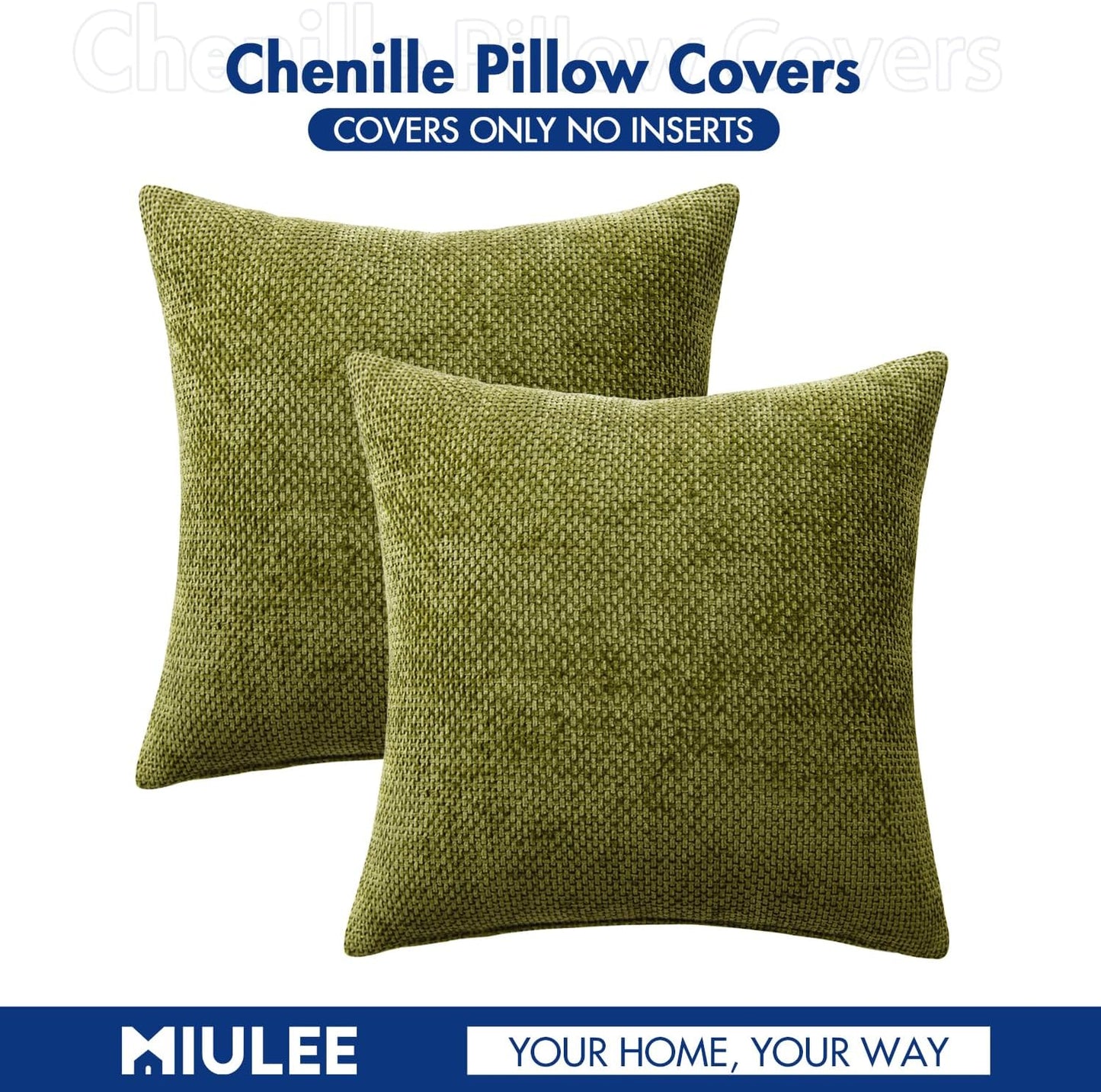 MIULEE Pack of 2 Couch Throw Pillow Covers 18x18 Inch Neutral Beige Modern Boho Accent Decorative Pillow Covers Soft Chenille Farmhouse Cushion Covers for Home Decor Bed Sofa Living Room