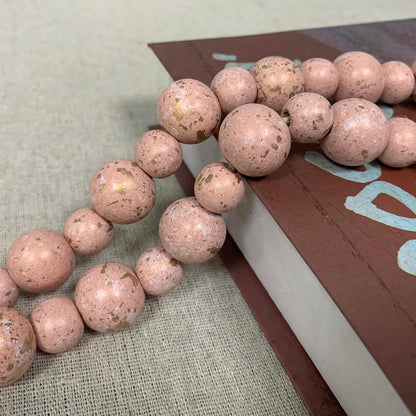 Handcrafted Farmhouse Wooden Decorative Beads Garland, Table Tray Boho Wood Beads with Tassel, Small Rustic Antique Decor for Home and Events (32" Rustic Blue)