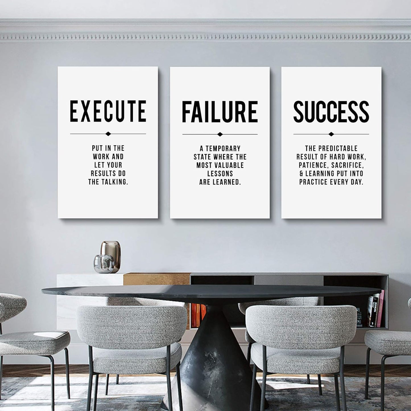 Inspirational Canvas Painting Wall Art -EPHANY ART,Mindset Quotes Prints, Success Framed Entrepreneur Poster Positive Quotes Wall Poster for Home Office Workplace (M-3pcs,12x16inchx3pcs)