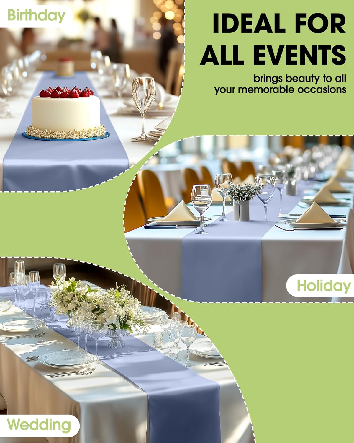 Pureegg Gold Plastic Table Runners - 10 Pack, 14'' x 108'', Water Resistant & Disposable Centerpiece Decorations for Table Cloth, Wedding, Birthday, Holiday, Baby Shower, Party, Home Decor