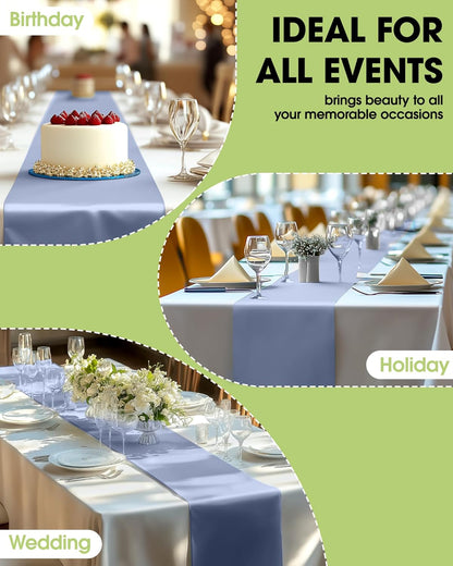 Pureegg Gold Plastic Table Runners - 10 Pack, 14'' x 108'', Water Resistant & Disposable Centerpiece Decorations for Table Cloth, Wedding, Birthday, Holiday, Baby Shower, Party, Home Decor