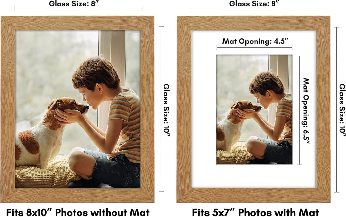 Americanflat 8x10 Picture Frame with Shatter-Resistant Glass - Use as 5x7 Frame with Mat or Display 8x10 Photo Without Mat - Signature Collection - Picture Frames for Tabletop and Wall Display - Black
