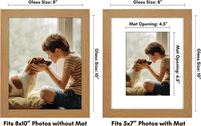 Americanflat 8x10 Picture Frame with Shatter-Resistant Glass - Use as 5x7 Frame with Mat or Display 8x10 Photo Without Mat - Signature Collection - Picture Frames for Tabletop and Wall Display - Black