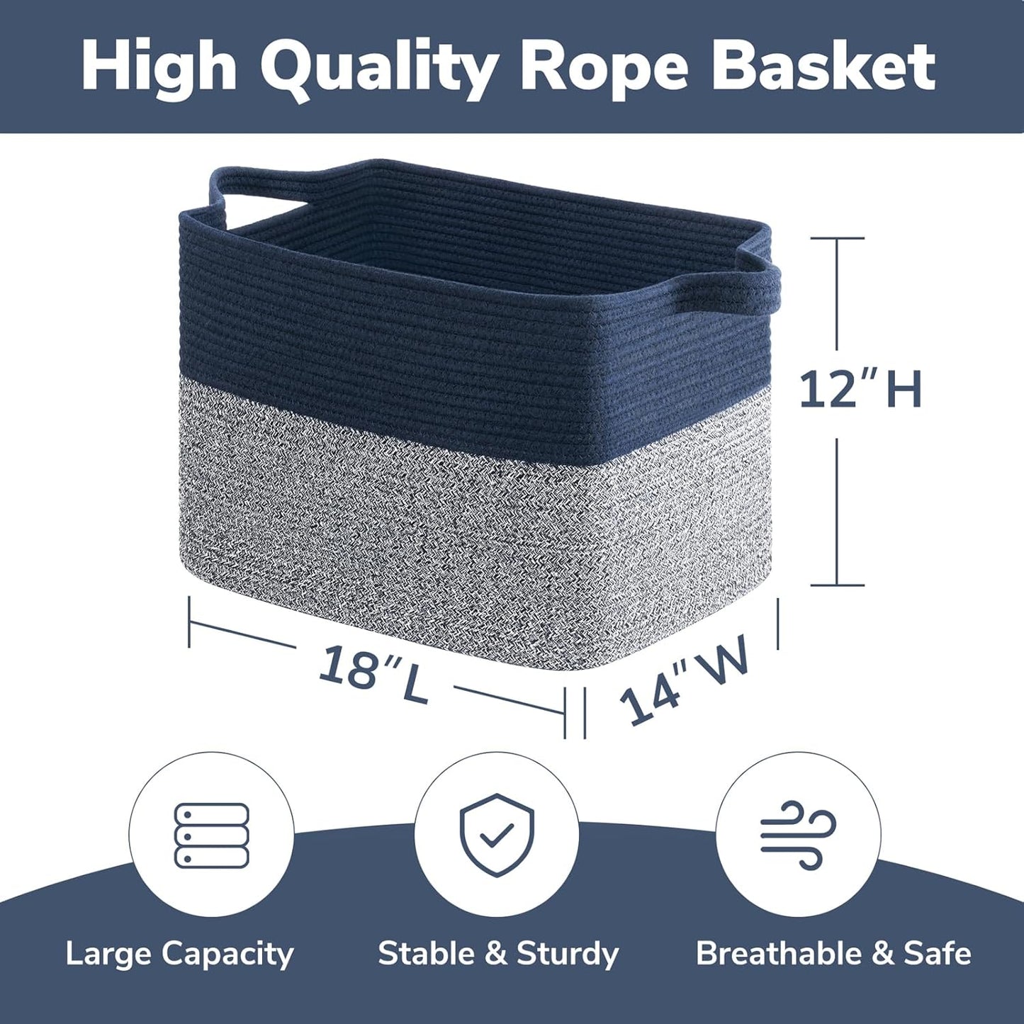 Goodpick Cube Storage Bins - Towel, Book, Cloth, Shoes, Closet Shelf Woven Baskets for Office, Baby Laundry, Toys, 13''x10''x9''