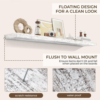 RICHFOCUS 72Inch Floating Shelves for Wall 2 Pack Shelves for Bedroom|Kitchen|Bathroom Wall Mounted Rustic Wood Floating Shelf with Invisible Brackets for Books|Storage|Decor, Rustic Brown