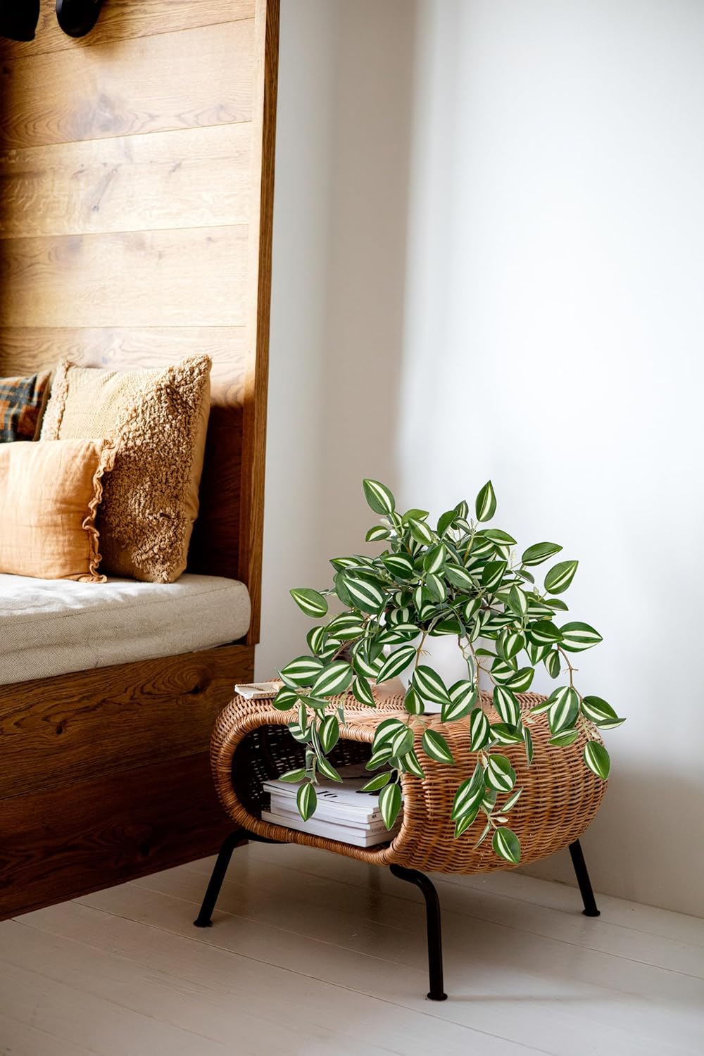 Briful Artificial Plants Indoor Fake Potted Silk Plants Faux Watermelon Peperomia Draping Plant for Home Office Bathroom Shelf Cabinet Tabletop Decoration(Green - 1 Pack)
