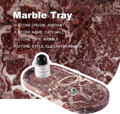 Koville Italian Travertine Tray, 12"x6" Vanity Decorative Marble Tray for Countertop, Catchall Tray for Perfume, Candles, Jewelry Dish Tray