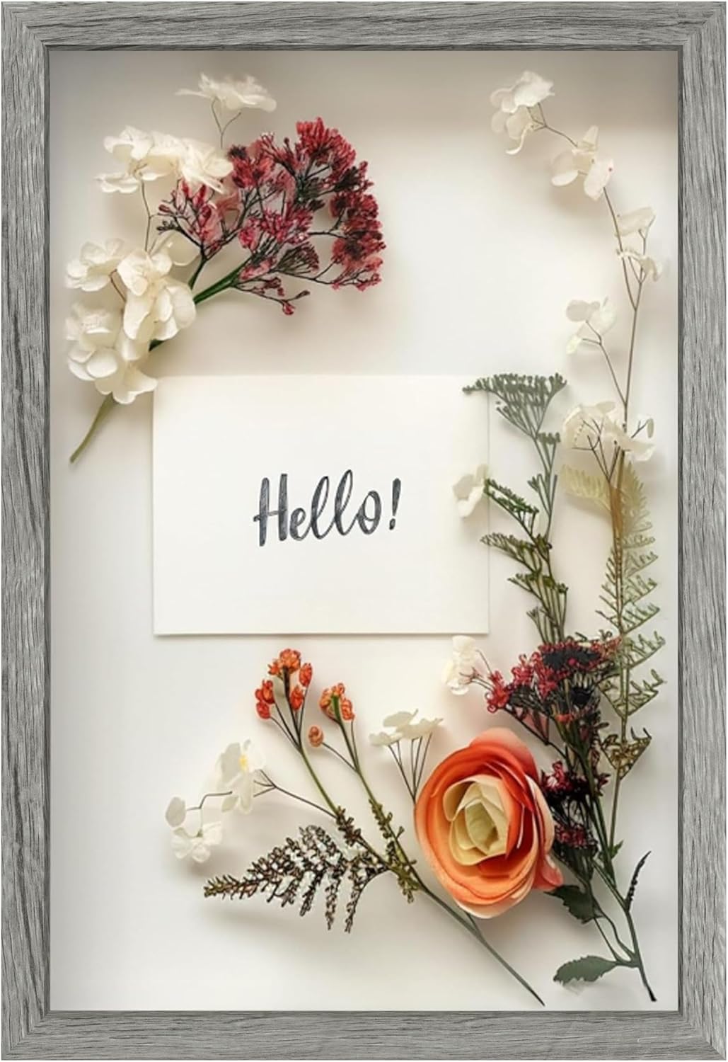 FrameWorks 11” x 14” Dark Oak Wooden Shadow Box Frame – Display Case with Soft Felt Back, Memory Box with Tempered Glass, Display Box with Elegant White Ball Push Pins, Wooden Flower Box