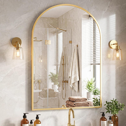NEWBULIG 20IN Round Bathroom Wall Mirror, Modern Vanity Mirrors for Over Sink, HD Glass Decorative for Entryway, Bedroom & Living Room, Gold