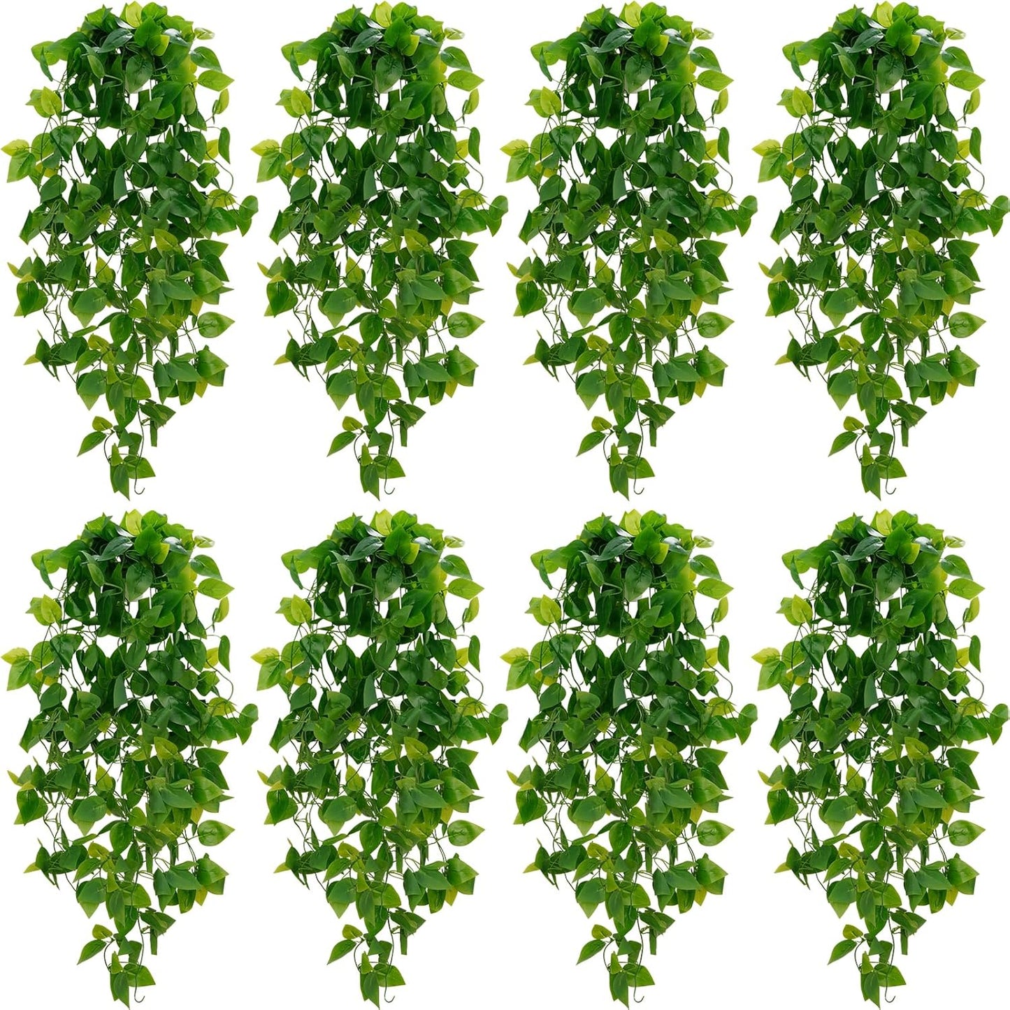 BLEUM CADE Fake Hanging Plants, 2pcs Artificial Pothos Vines Greenery for Wall Home Living Room Office Indoor Outdoor Decor (No Baskets)